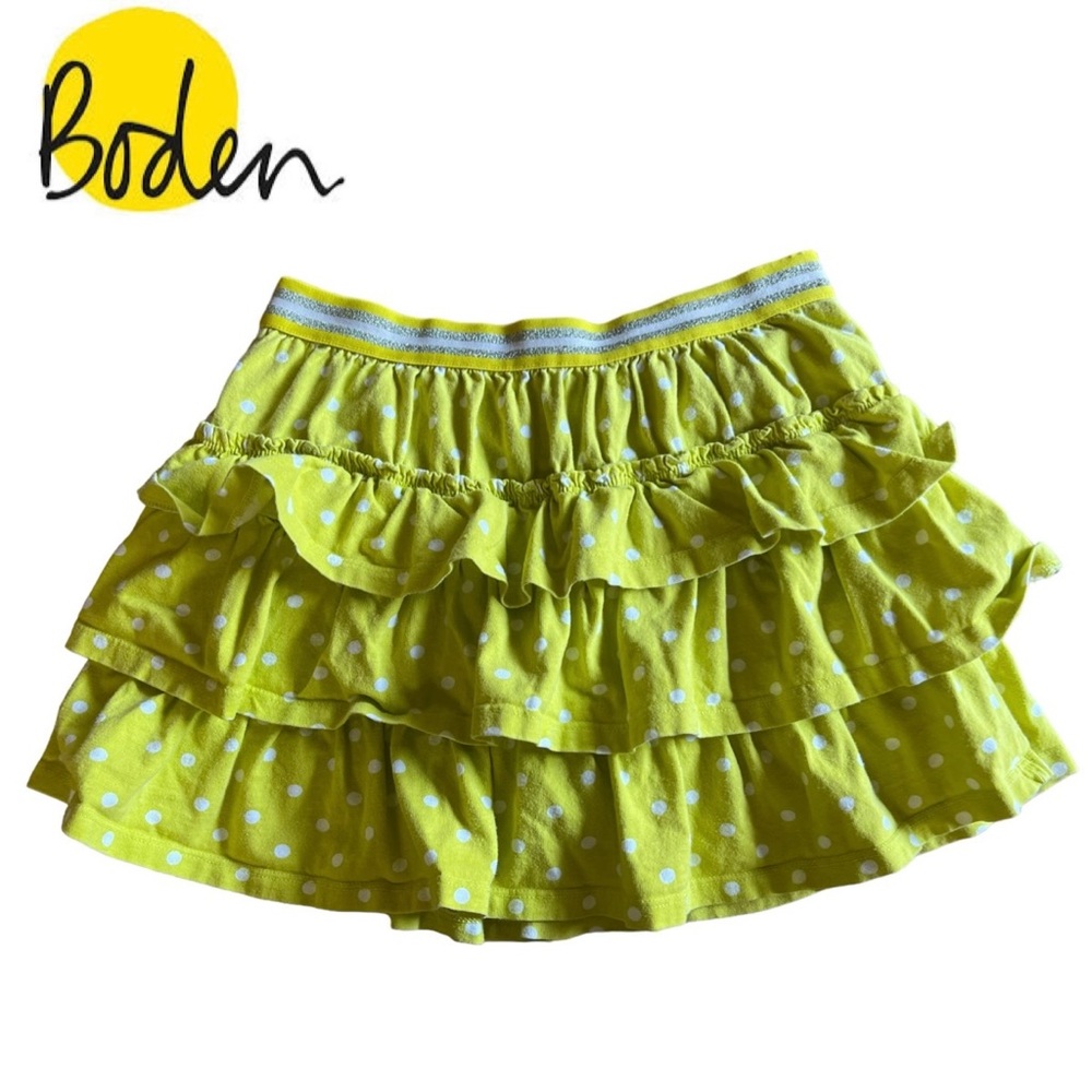 BODEN Girls Skirt Skort Shorts 11-12Y 152c Yellow White Polka Dot Stretch Ruffle